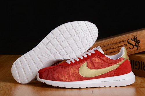 Nike Roshe Run Mens Shoes Chinese Red Gold Special Clearance